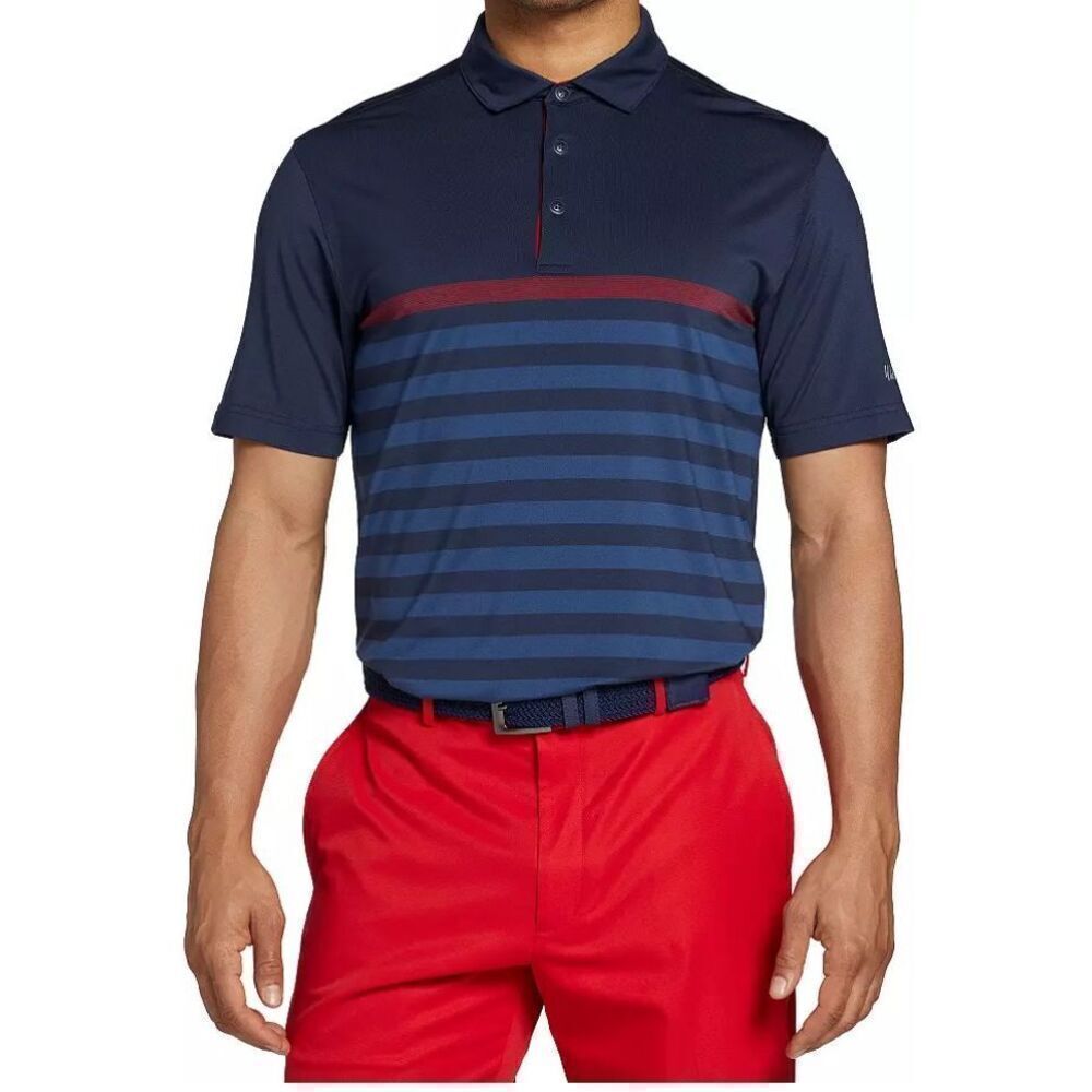 Walter Hagen men’s Small navy blue red strip golf polo short sleeve shirt